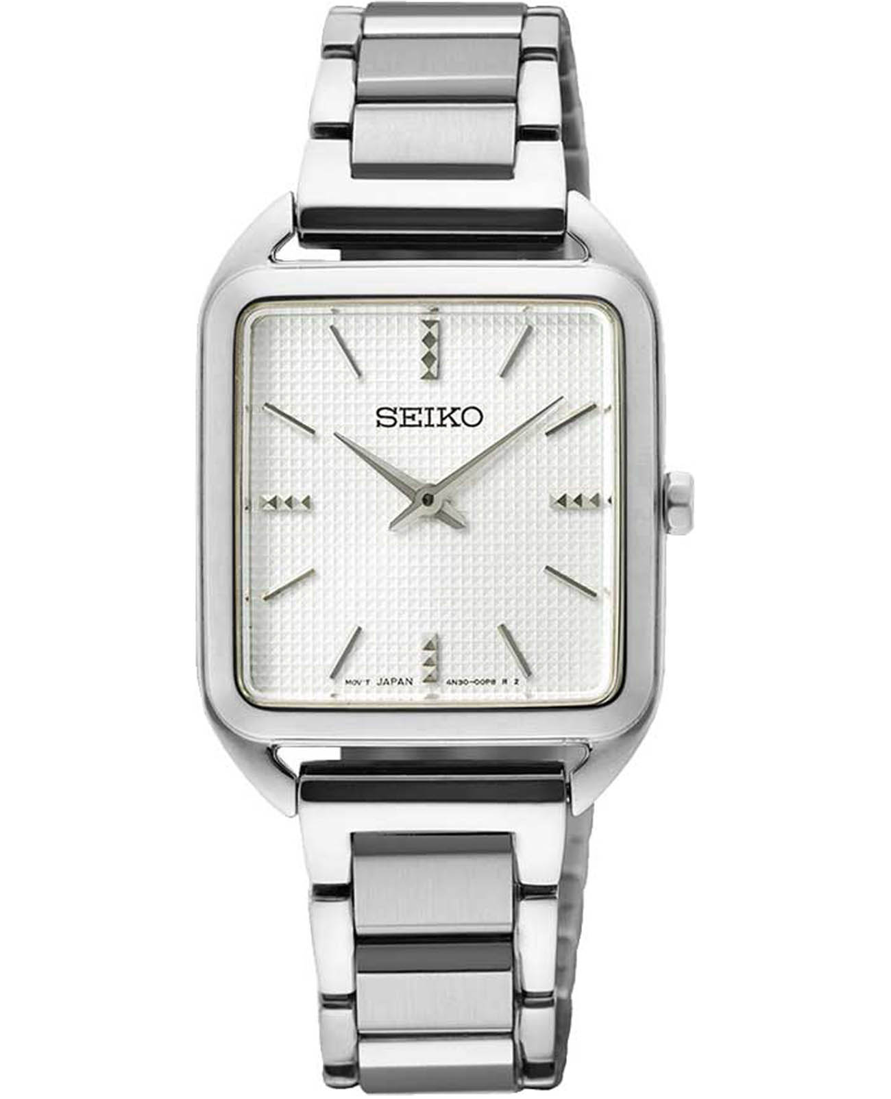 Seiko Seiko Discover More SWR073P1  SWR073P1 кварцевые женские часы белый циферблат, браслет нержавеющая сталь — вид спереди