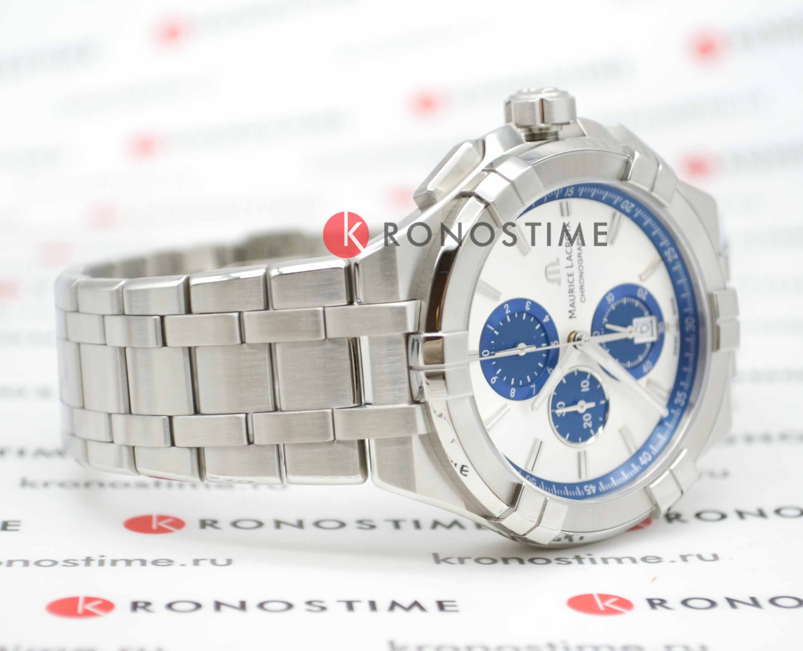 Maurice Lacroix Maurice Lacroix Aikon Chronograph AI1018-SS002-131-1 кварцевые мужские часы часы крупный план  циферблата