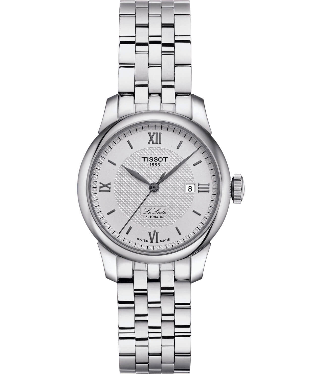 Tissot Tissot Le Locle Automatic Lady T006.207.11.038.00 Le Locle Automatic T0062071103800 механические женские часы белый циферблат, браслет нержавеющая сталь — вид спереди