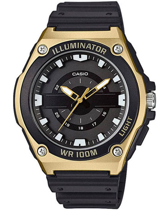 Casio Casio Collection MWC-100H-9A  MWC-100H-9AVEF кварцевые мужские часы черный циферблат, браслет пластик — вид спереди