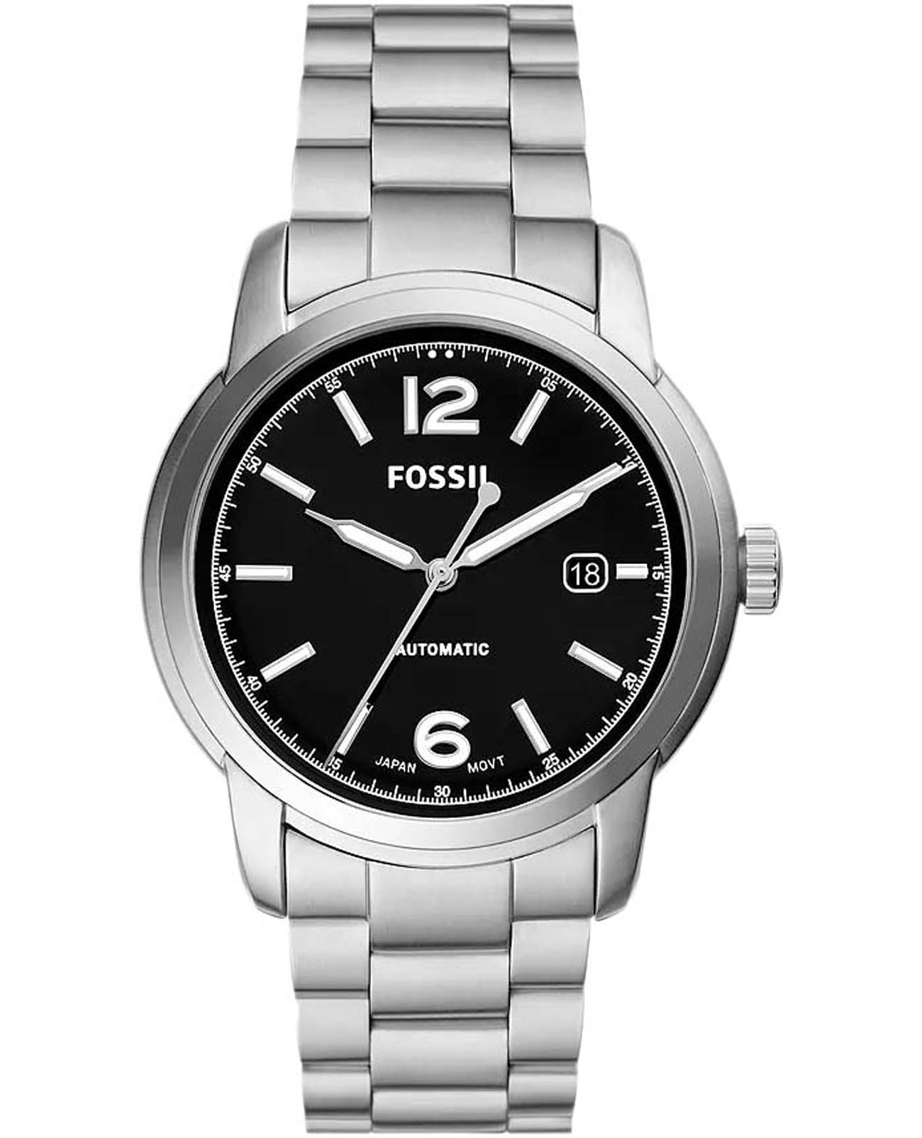 Fossil Fossil Heritage ME3223  ME3223 механические мужские часы черный циферблат, браслет нержавеющая сталь — вид спереди