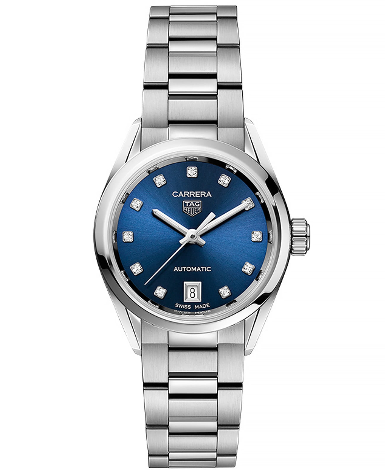 TAG Heuer TAG Heuer Carrera WBN2413.BA0621  WBN2413.BA0621 механические женские часы синий циферблат, браслет нержавеющая сталь — вид спереди