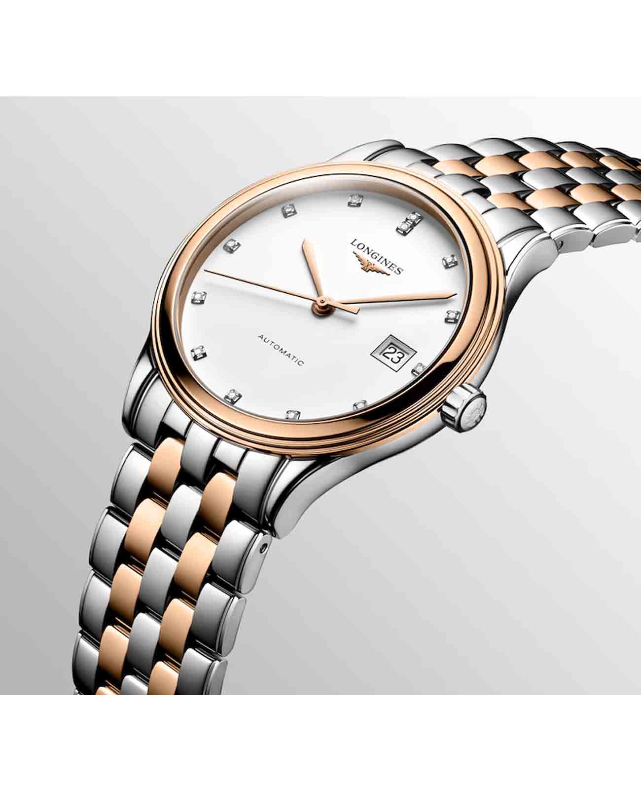 Longines Longines Flagship L4.974.3.92.7 механические женские часы часы крупный план белый циферблата