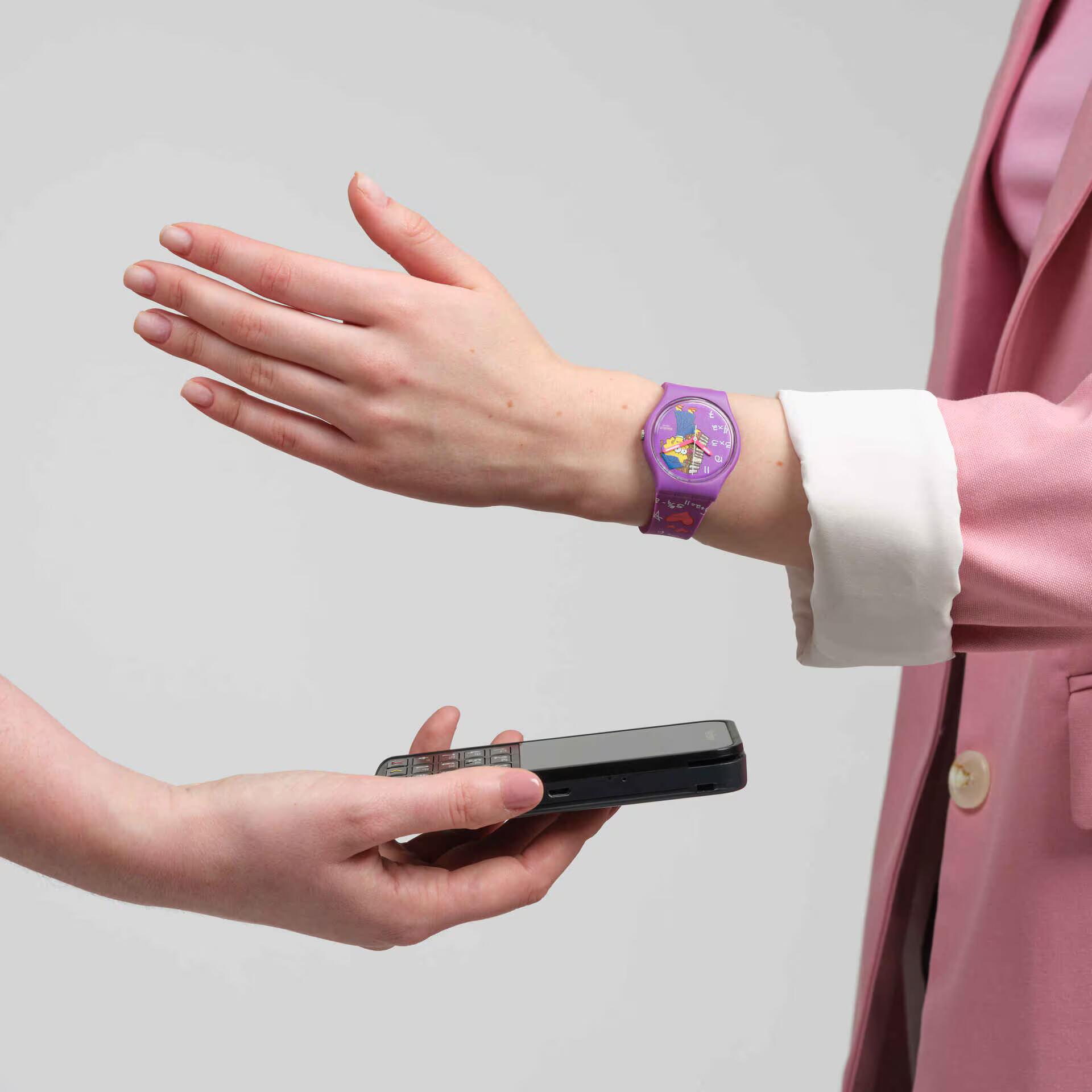 Swatch Swatch Gent Biosourced Swatch Pay! SO28Z119-5300 женские часы фиолетовый циферблат на запястье