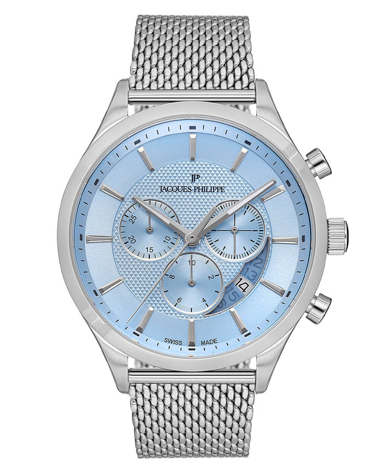 Jacques Philippe Jacques Philippe Gallant JPQGC0312X6LB  JPQGC0312X6LB кварцевые мужские часы голубой циферблат, браслет нержавеющая сталь — вид спереди