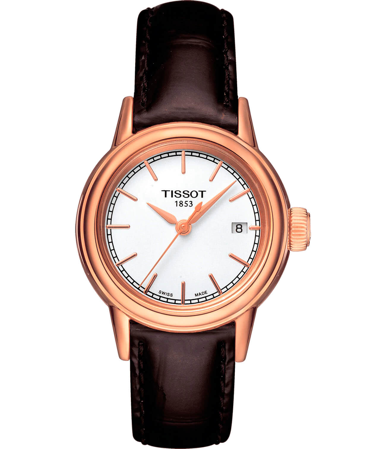 Tissot Tissot Carson Lady T085.210.36.011.00 Carson T0852103601100 кварцевые женские часы белый циферблат, браслет кожаный — вид спереди