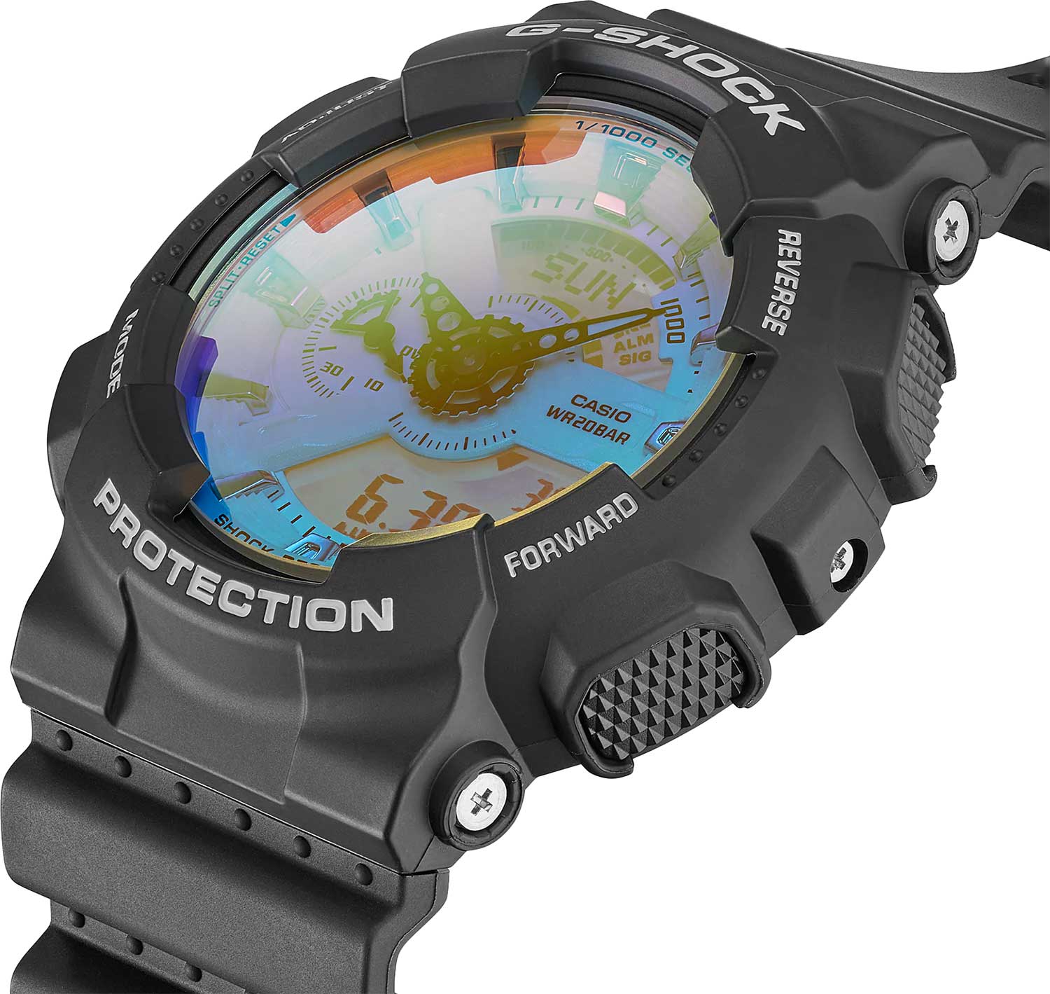 Casio Casio G-Shock GA-110SR-1A электронные мужские часы часы крупный план цветной циферблата