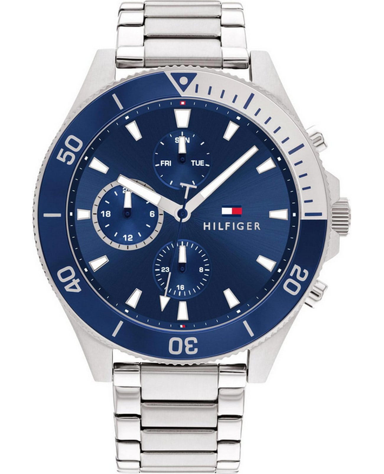 Tommy Hilfiger Tommy Hilfiger Multifunction 1791917  1791917 кварцевые мужские часы синий циферблат, браслет нержавеющая сталь — вид спереди