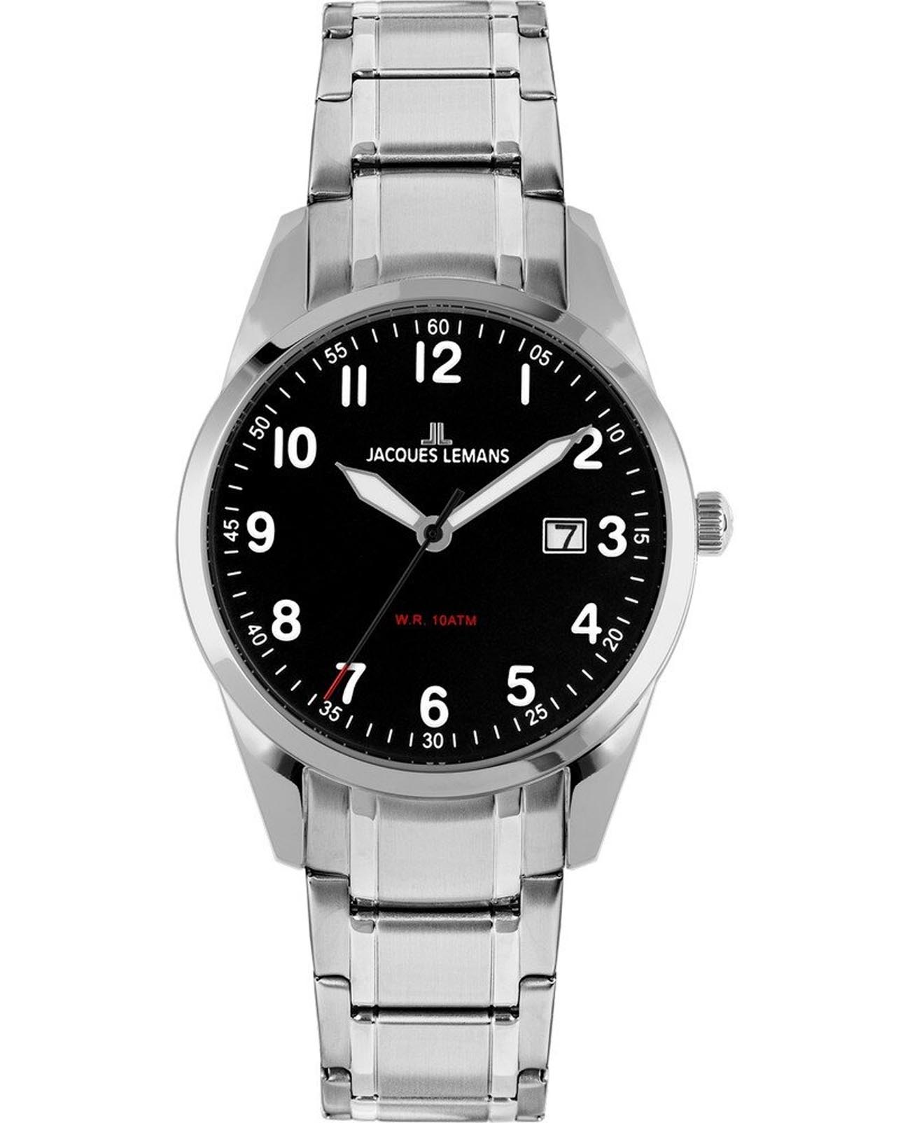 Jacques Lemans Jacques Lemans Serie 200 1-2005C  1-2005C кварцевые женские часы черный циферблат, браслет нержавеющая сталь — вид спереди