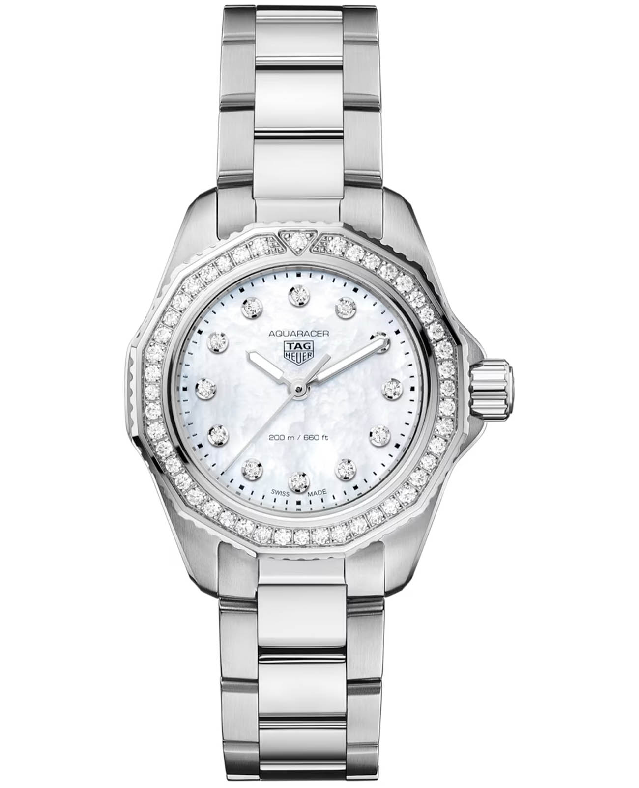 TAG Heuer TAG Heuer Aquaracer Professional 200 WBP1417.BA0622  WBP1417.BA0622 кварцевые женские часы перламутровый циферблат, браслет нержавеющая сталь — вид спереди