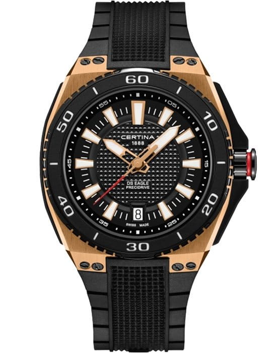 Certina Certina DS Eagle C023.710.37.051.00  C0237103705100 кварцевые мужские часы черный циферблат, браслет каучук — вид спереди