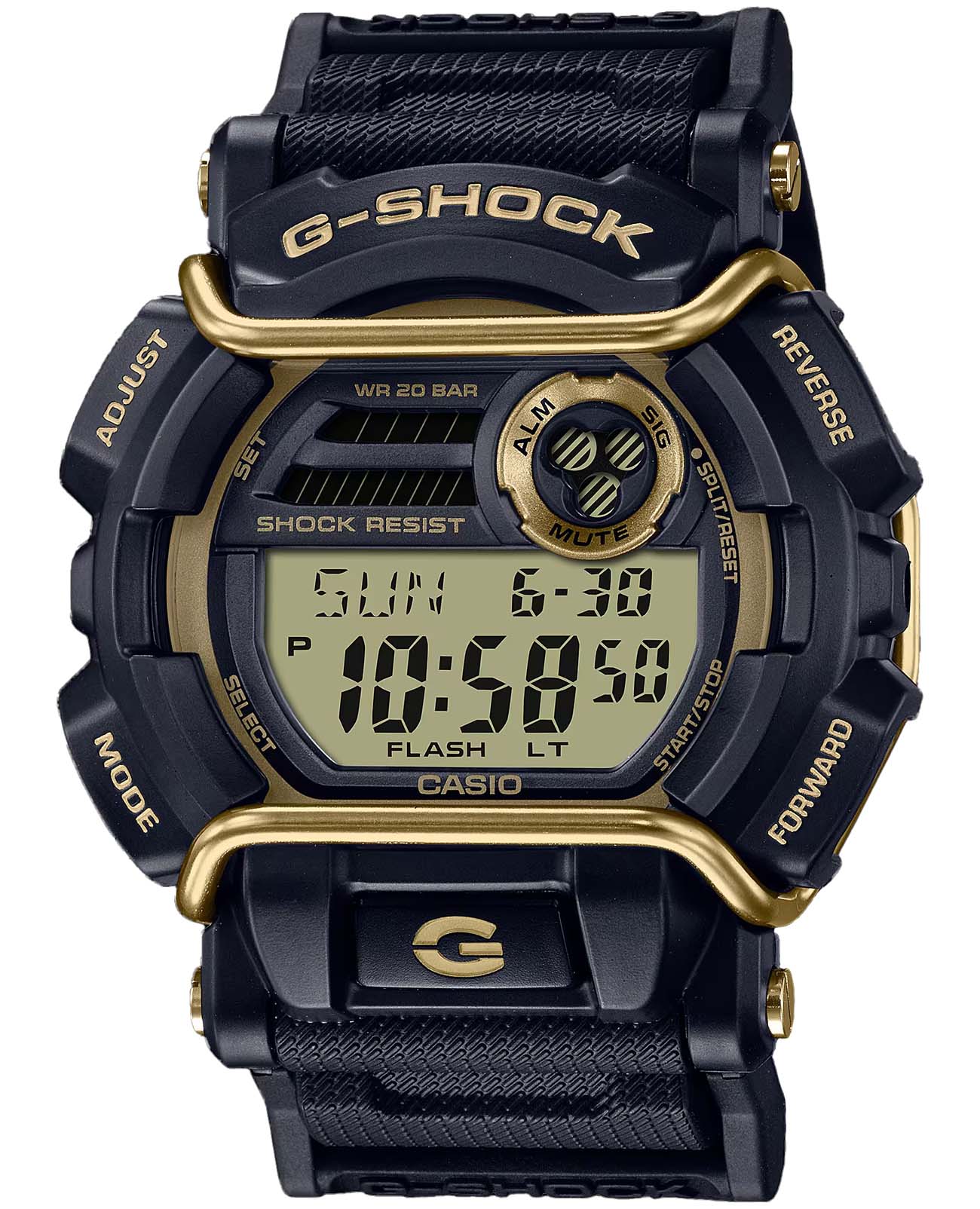 Casio Casio G-Shock GD-400GB-1B2 (GD-400GB-1B2)  GD-400GB-1B2 электронные мужские часы серый циферблат, браслет пластик — вид спереди