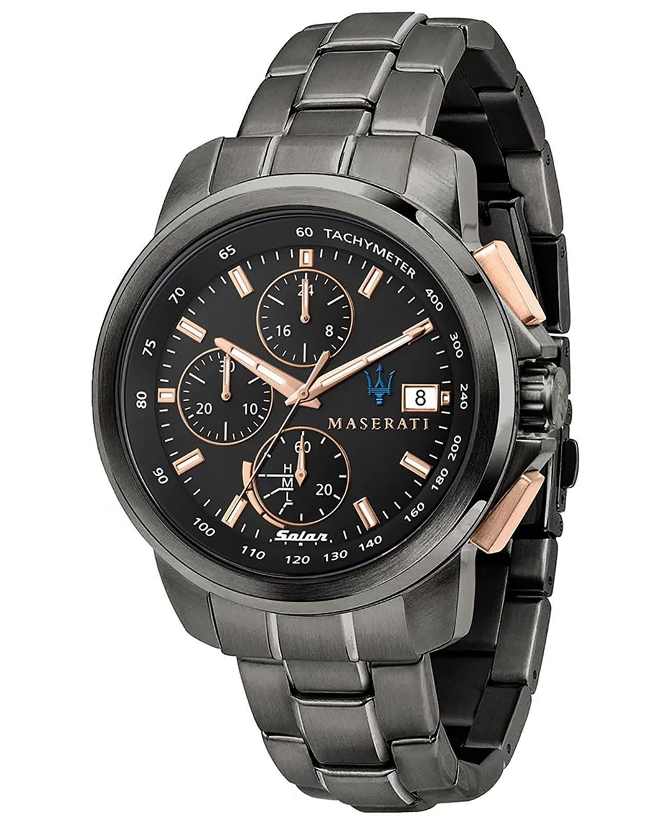 Maserati Maserati POTENZA R8873645001  R8873645001 кварцевые мужские часы черный циферблат, браслет нержавеющая сталь — вид спереди