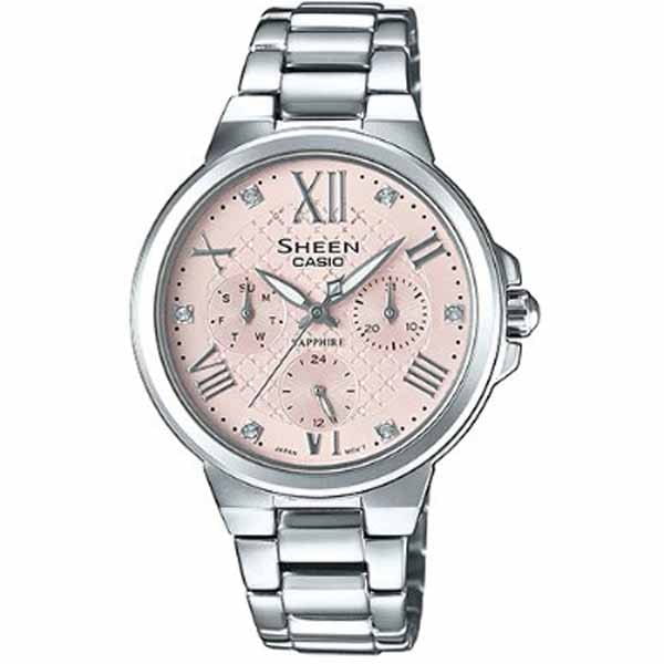 Casio Casio Sheen SHE-3511D-4A  SHE-3511D-4A кварцевые женские часы розовый циферблат, браслет  — вид спереди