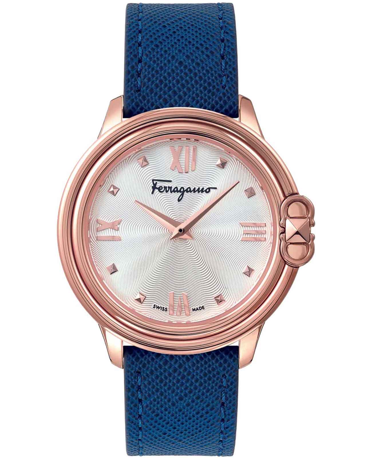 Salvatore Ferragamo Salvatore Ferragamo Studmania SFMJ00322  SFMJ00322 кварцевые женские часы белый циферблат, браслет кожаный — вид спереди