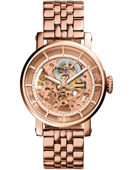 Fossil Fossil Original Boyfriend Automatic ME3065  ME3065 механические женские часы золотой циферблат, браслет нержавеющая сталь — вид спереди