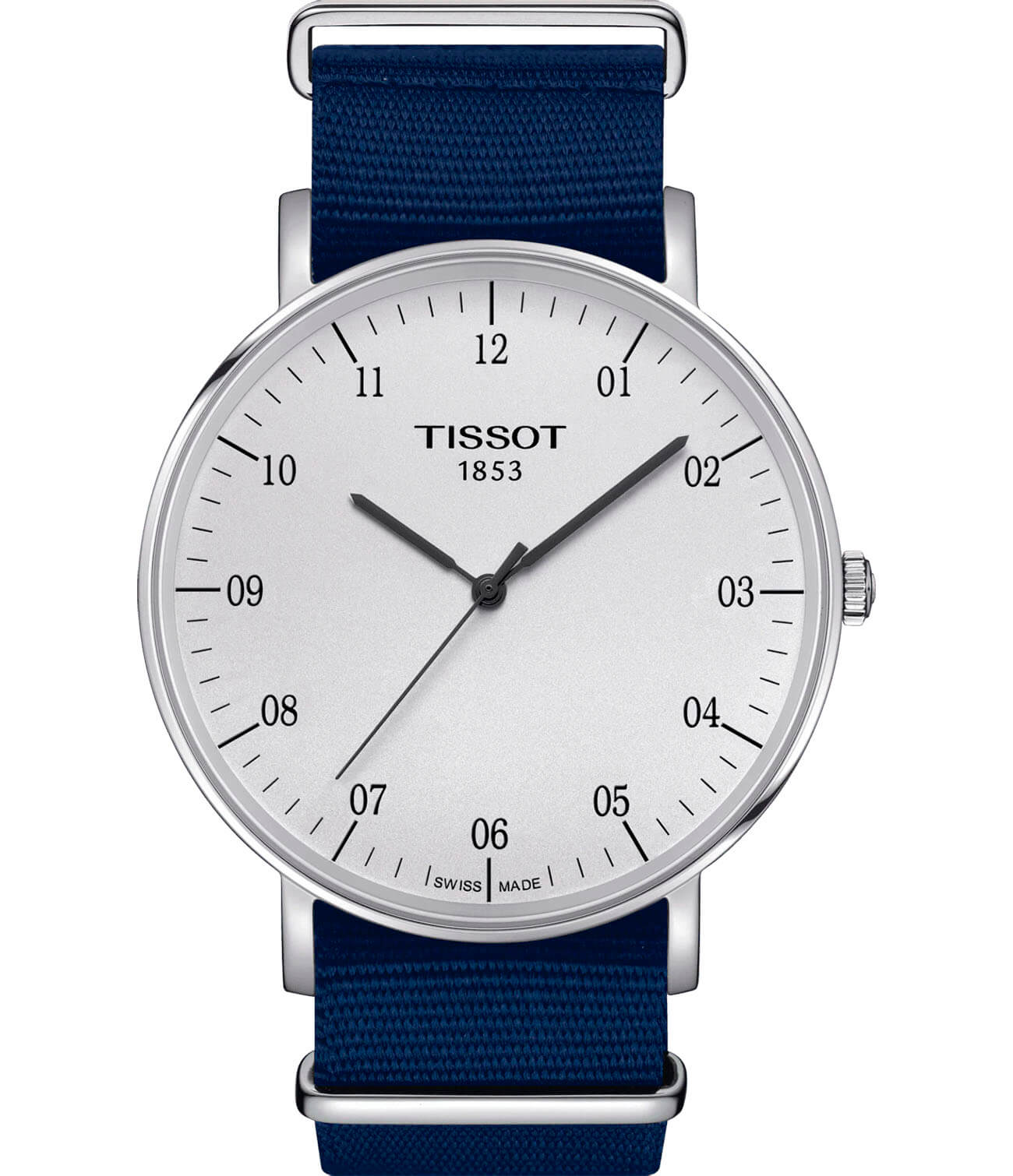 Tissot Tissot Everytime Large Nato T109.610.17.037.00 Everytime T1096101703700 кварцевые мужские часы белый циферблат, браслет тканевый — вид спереди