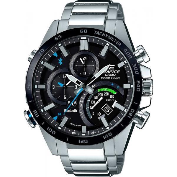Casio Casio Edifice EQB-501XDB-1A EQB EQB-501XDB-1A кварцевые мужские часы черный циферблат, браслет карбон + полимер — вид спереди