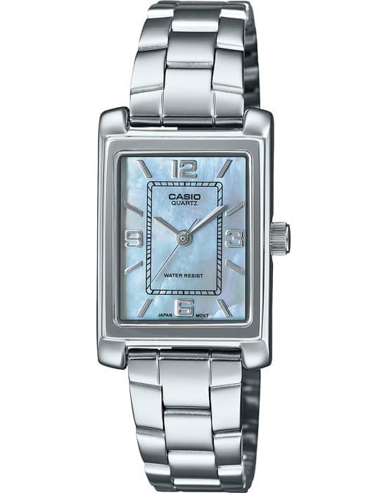 Casio Casio Collection LTP-1234DS-2A  LTP-1234DS-2A кварцевые женские часы бирюзовый циферблат, браслет нержавеющая сталь — вид спереди