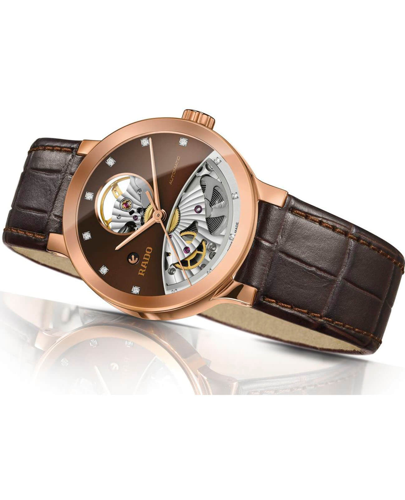 Оригинальные часы Rado Rado Centrix Automatic Diamonds Open Heart R30248715 механические калибр механизма eta c07.631 общий вид