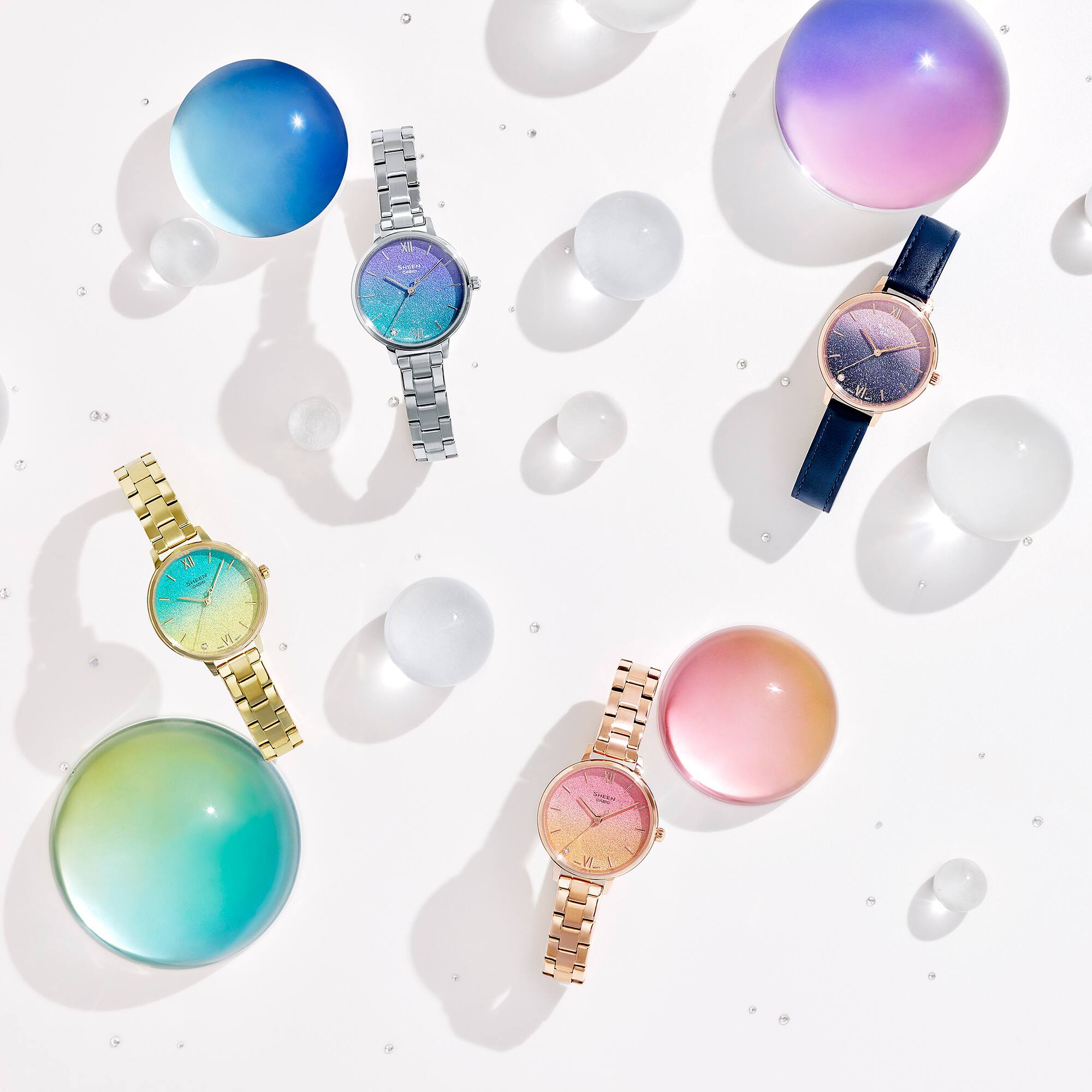 Casio Casio Sheen SHE-4548G-2A, sheen япония женские часы на браслете сталь с ip покрытием боковой вид