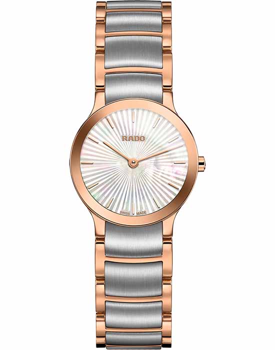 Rado Rado Centrix R30186923  R30186923 кварцевые женские часы перламутровый циферблат, браслет сталь c pvd покрытием — вид спереди