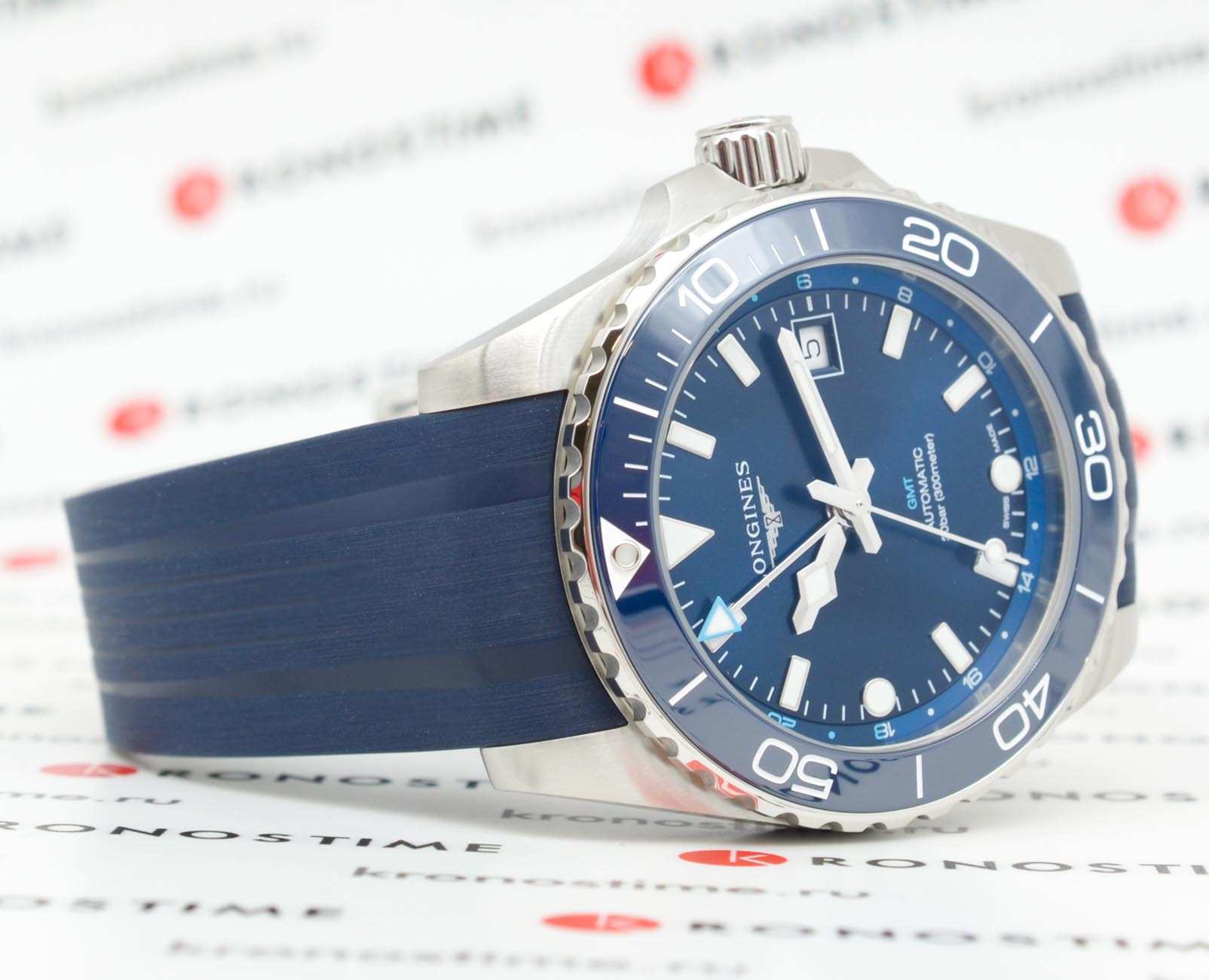 Longines Longines HydroConquest L3.790.4.96.9 мужские часы синий циферблат на запястье