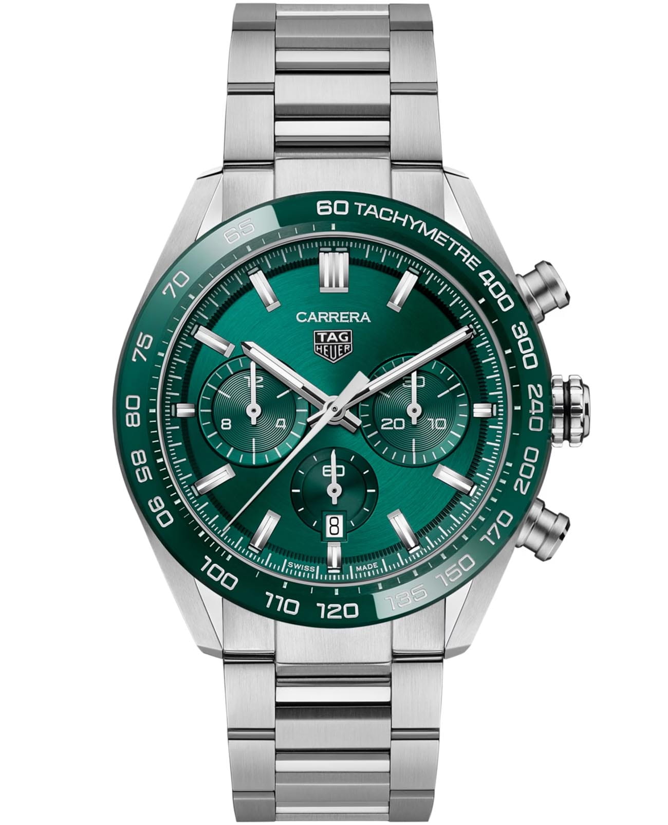 TAG Heuer TAG Heuer Carrera CBN2A1N.BA0643  CBN2A1N.BA0643 механические мужские часы зеленый циферблат, браслет кожаный — вид спереди