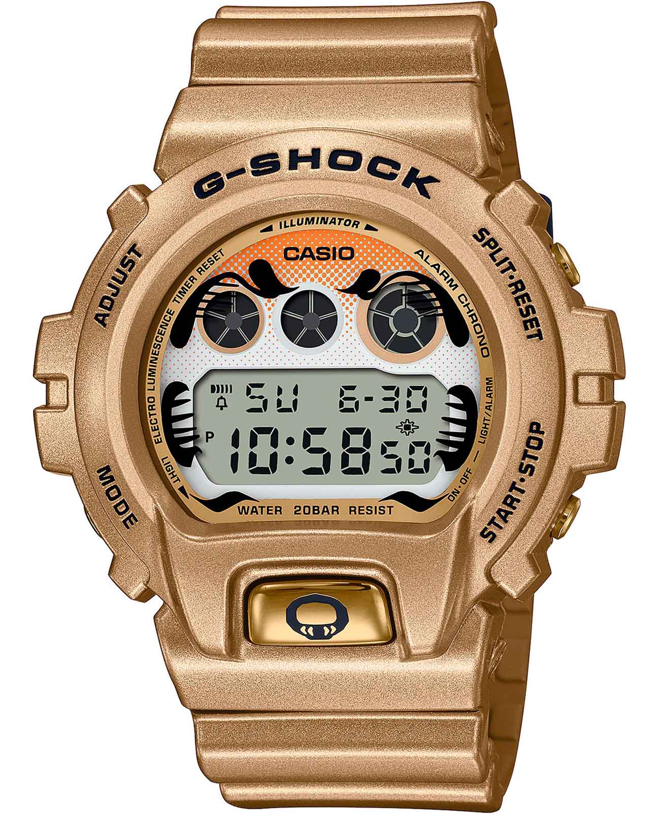 Casio Casio G-Shock DW-6900GDA-9DR (DW-6900GDA-9)  DW-6900GDA-9DR электронные мужские часы белый циферблат, браслет пластик — вид спереди
