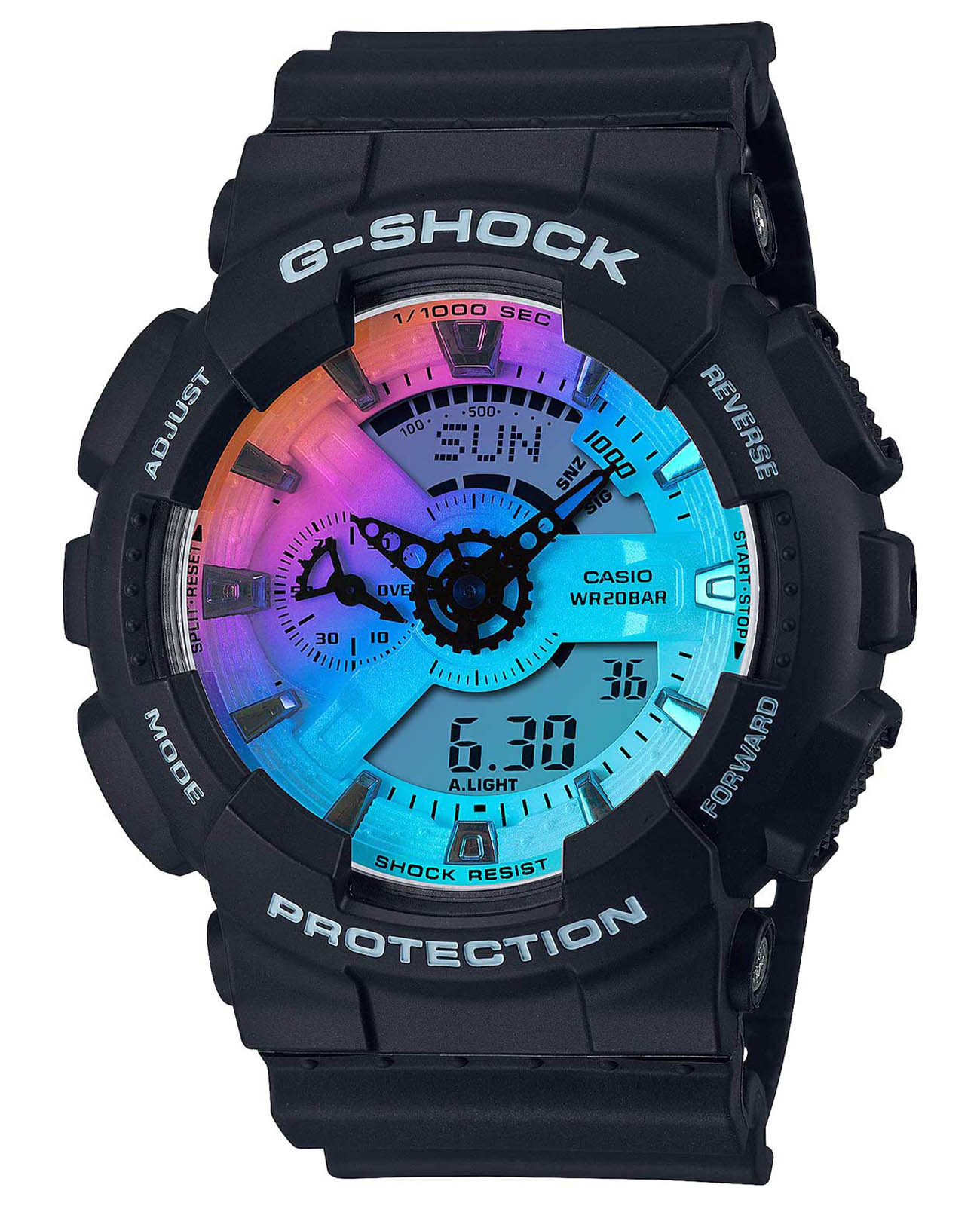 Casio Casio G-Shock GA-110SR-1A GA-110 GA-110SR-1A электронные мужские часы цветной циферблат, браслет пластик — вид спереди