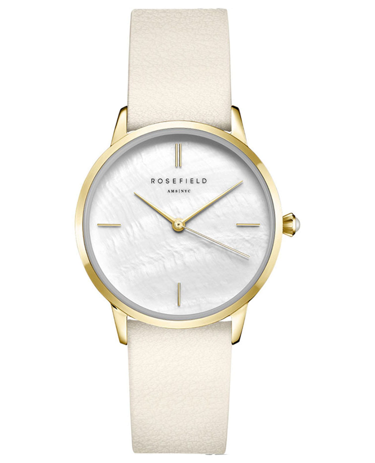 Rosefield Rosefield The Pearl RMBLG-R04  RMBLG-R04 кварцевые женские часы белый циферблат, браслет кожаный — вид спереди