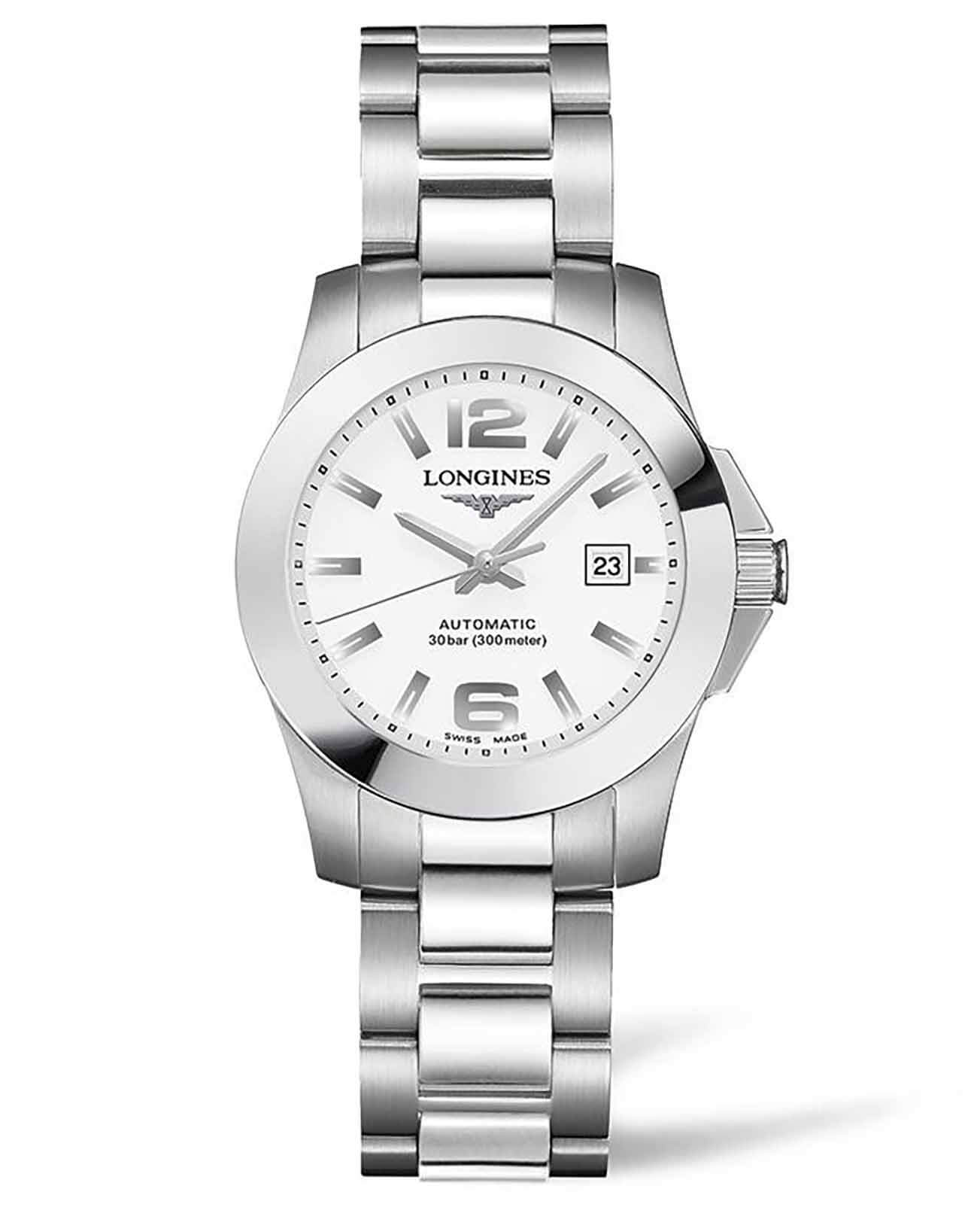 Longines Longines Conquest L3.276.4.16.6  L32764166 механические женские часы серебристый циферблат, браслет нержавеющая сталь — вид спереди