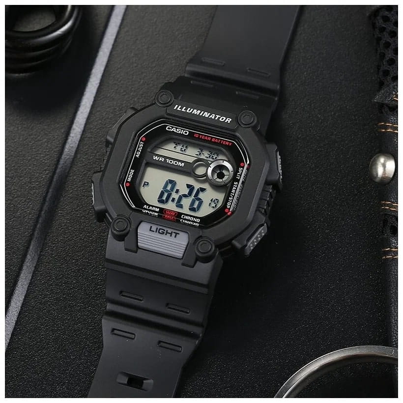 Casio Casio Collection W-737H-1AVDF (W-737H-1A), collection япония мужские часы на браслете пластик боковой вид