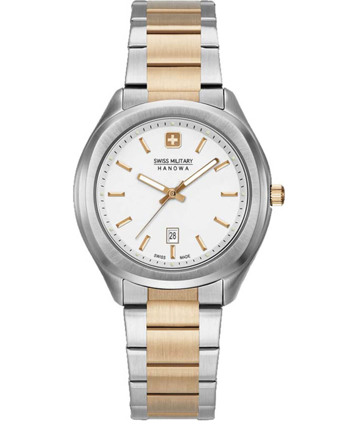 Swiss Military Hanowa Swiss Military Hanowa Alpina 06-7339.12.001  06-7339.12.001 кварцевые женские часы белый циферблат, браслет нержавеющая сталь — вид спереди