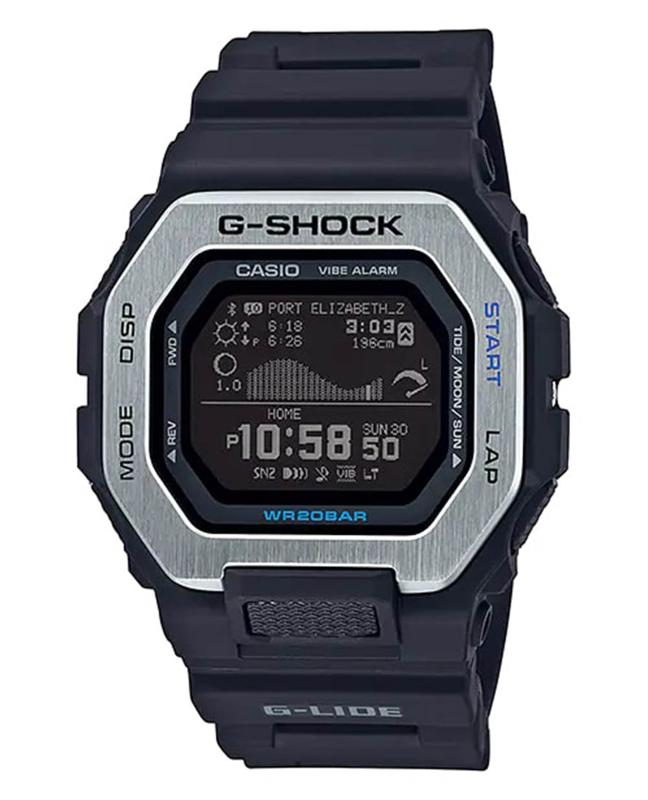 Casio Casio G-Shock GBX-100-1DR (GBX-100-1)  GBX-100-1 электронные мужские часы черный циферблат, браслет полимер — вид спереди