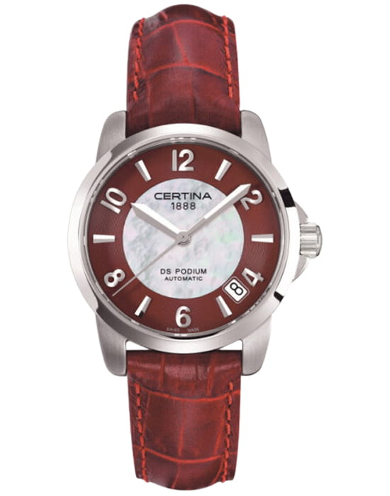Certina Certina DS Podium C001.207.16.107.00  C0012071610700 механические женские часы перламутровый циферблат, браслет кожаный — вид спереди