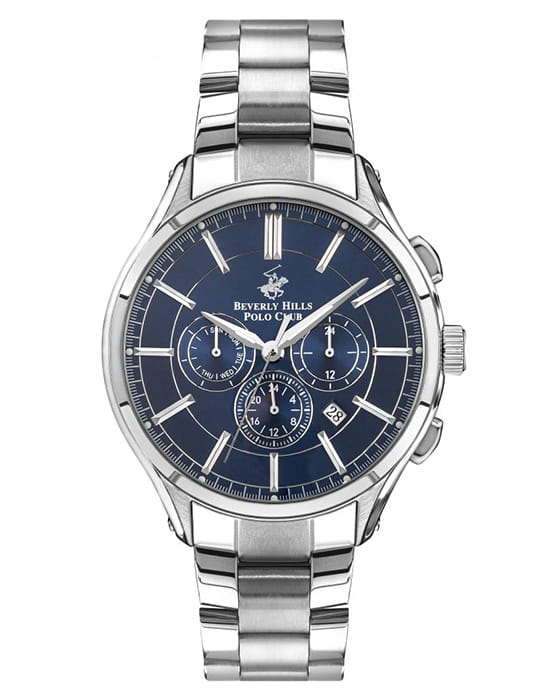 Beverly Hills Polo Club Beverly Hills Polo Club BP3304X.390  BP3304X.390 кварцевые мужские часы синий циферблат, браслет нержавеющая сталь — вид спереди