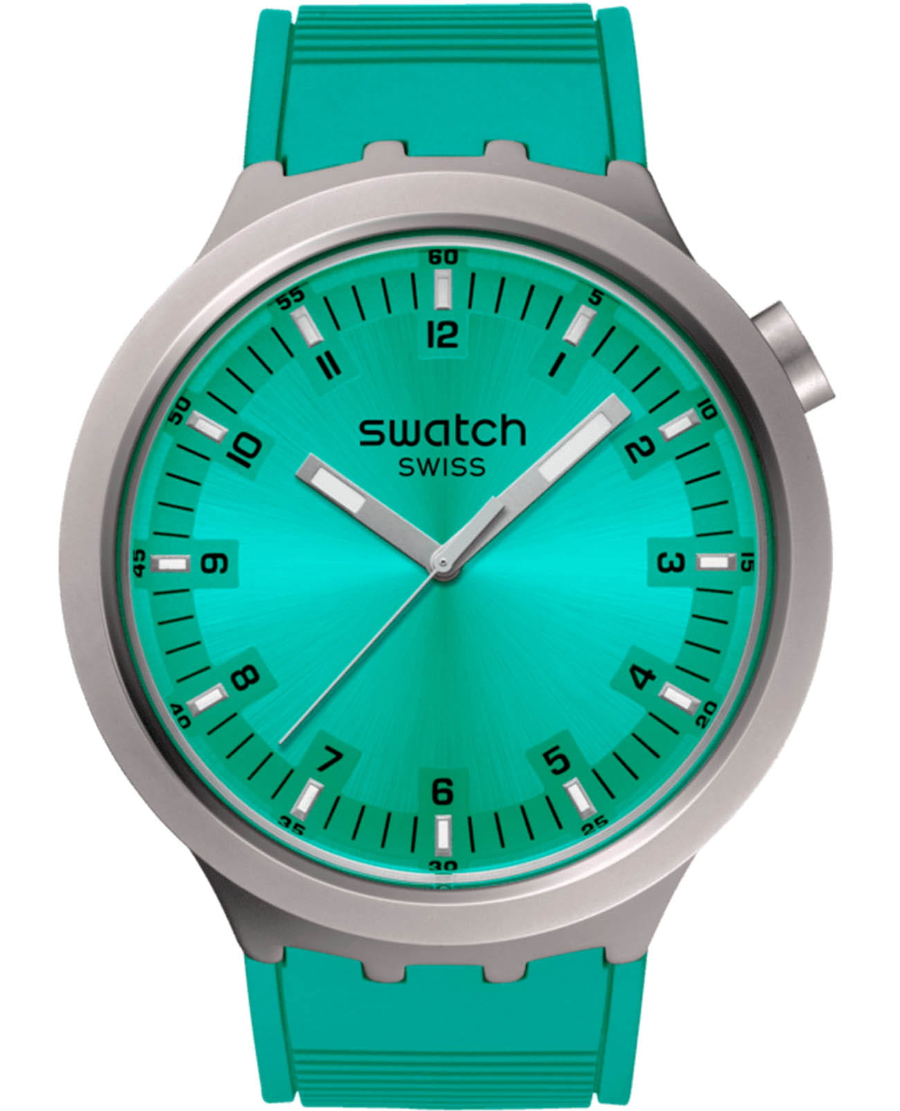 Swatch Swatch Big Bold Irony Standard SB07S100  SB07S100 кварцевые мужские часы бирюзовый циферблат, браслет резина — вид спереди
