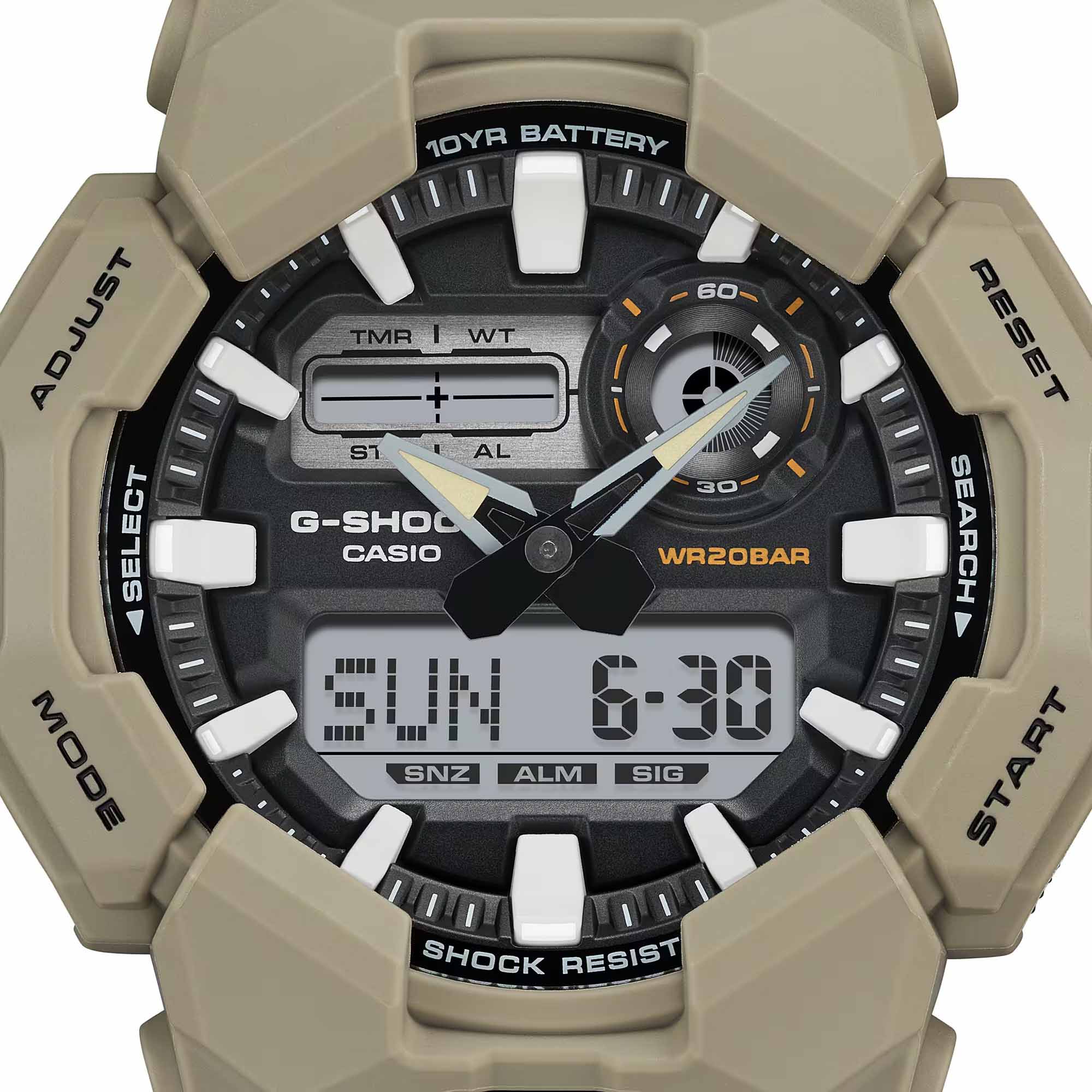 Casio Casio GA-010-5A кварцевые мужские часы часы крупный план черный циферблата