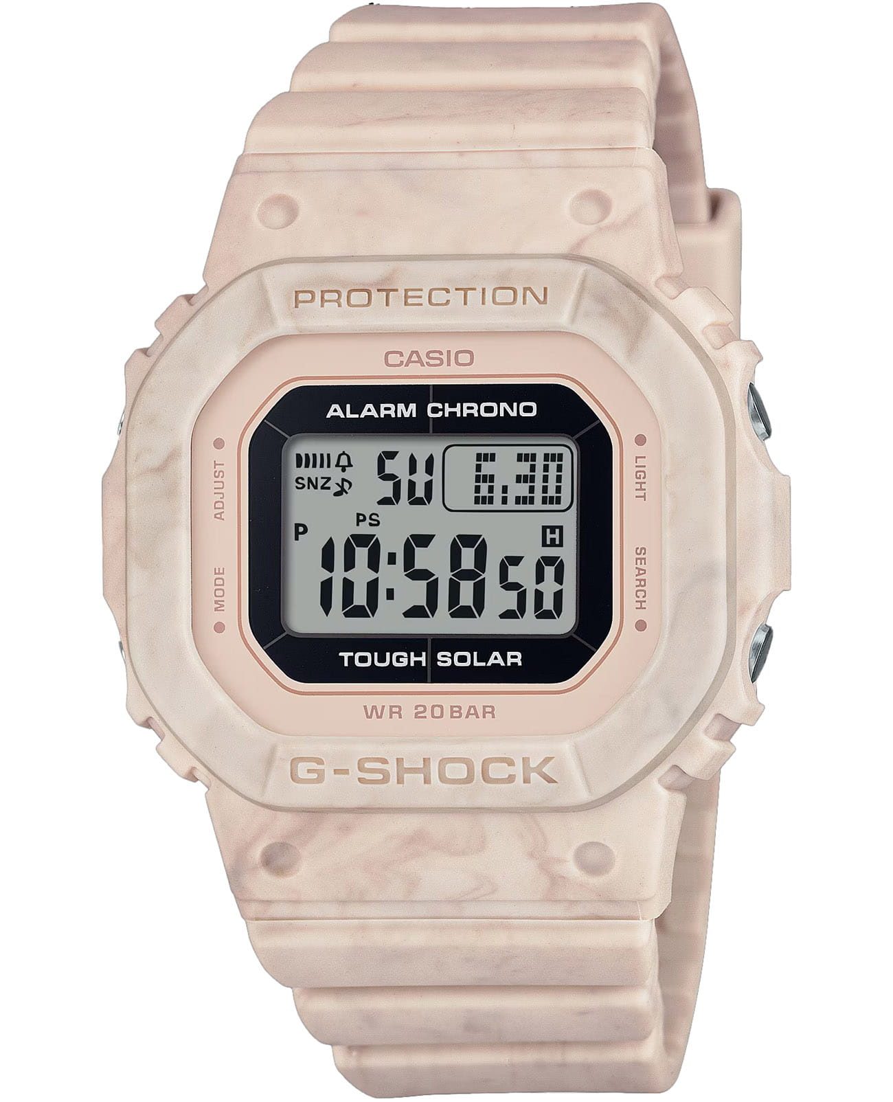 Casio Casio G-Shock GMS-S5600RT-4DR (GMS-S5600RT-4)  GMS-S5600RT-4 электронные женские часы  циферблат, браслет пластик — вид спереди