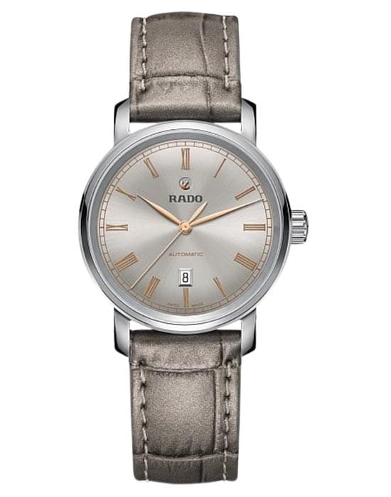 Rado Rado Diamaster R14050115 Automatic R14050115 механические женские часы антрацитовый циферблат, браслет кожаный — вид спереди