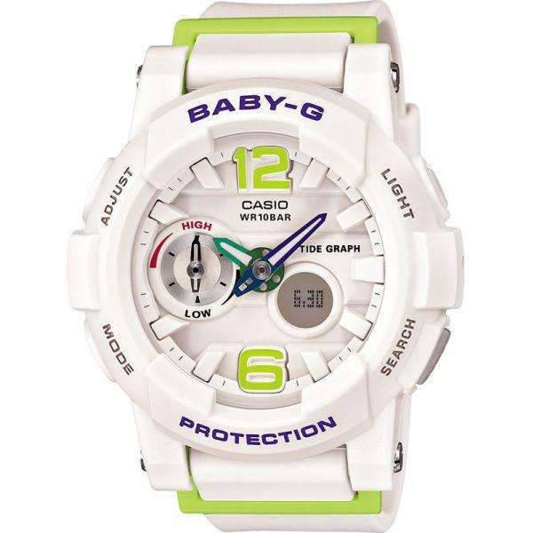Casio Casio Baby-G BGA-180-7B2  BGA-180-7B2 кварцевые женские часы белый циферблат, браслет пластик — вид спереди
