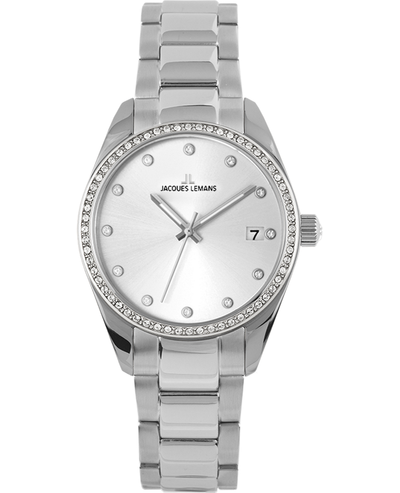 Jacques Lemans Jacques Lemans Classic 1-2133A  1-2133A кварцевые женские часы серебристый циферблат, браслет нержавеющая сталь — вид спереди