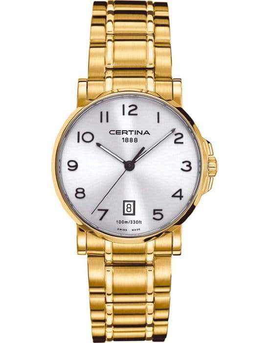 Certina Certina DS Caimano C017.410.33.032.00 DS Caimano C0174103303200 кварцевые мужские часы серебристый циферблат, браслет сталь c pvd покрытием — вид спереди