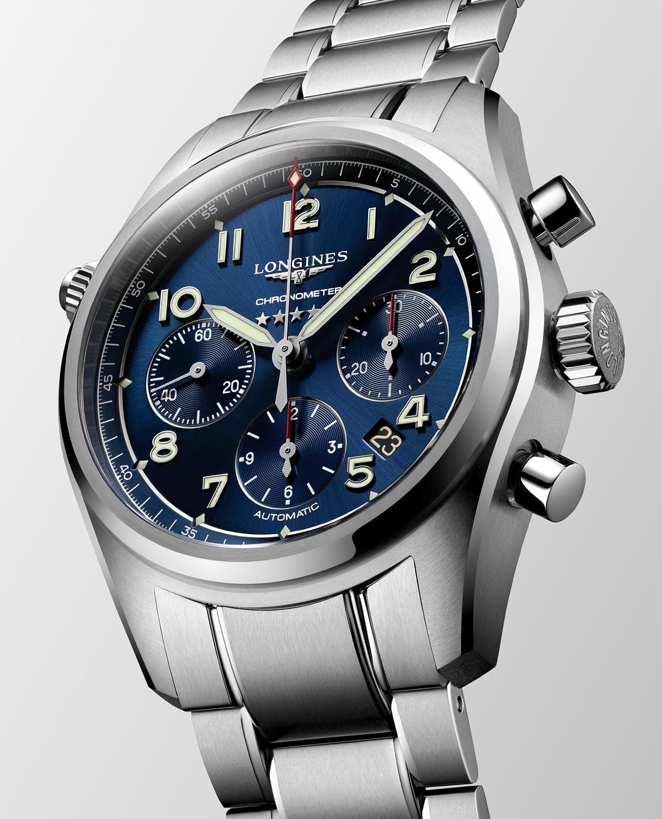 Longines Longines Spirit L3.820.4.93.6, spirit швейцария мужские часы на браслете нержавеющая сталь боковой вид
