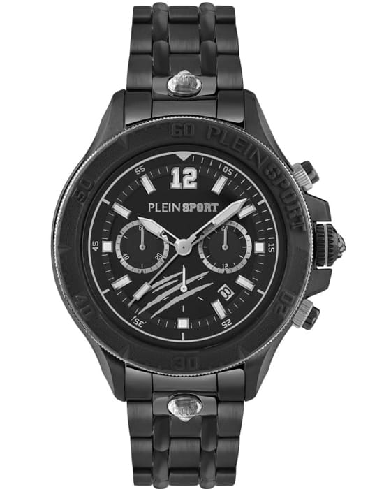 Plein Sport Plein Sport PS6BA0724  PS6BA0724 кварцевые мужские часы черный циферблат, браслет сталь с ip покрытием — вид спереди