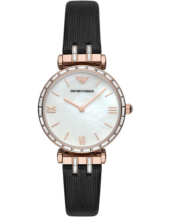 Emporio Armani Emporio Armani Gianni-T-Bar AR11295  AR11295 кварцевые мужские часы перламутровый циферблат, браслет кожаный — вид спереди