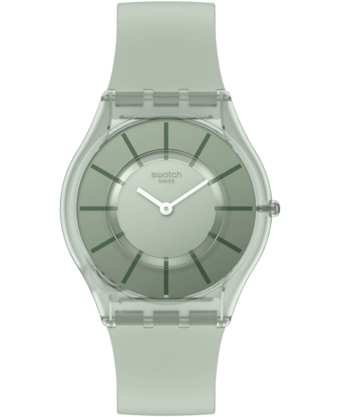 Swatch Swatch Skin Classic Biosourced SS08G103-S14  SS08G103-S14 кварцевые мужские часы зеленый циферблат, браслет силикон — вид спереди