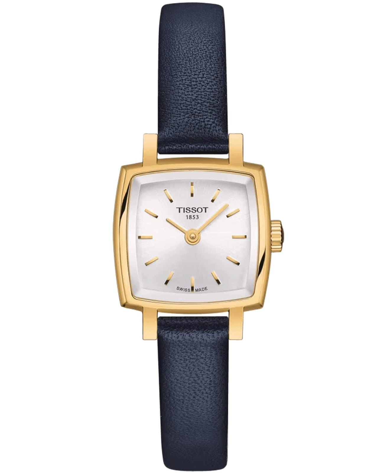 Tissot Tissot Lovely Square T058.109.36.031.03 Lovely T0581093603103 кварцевые женские часы серебристый циферблат, браслет кожаный — вид спереди