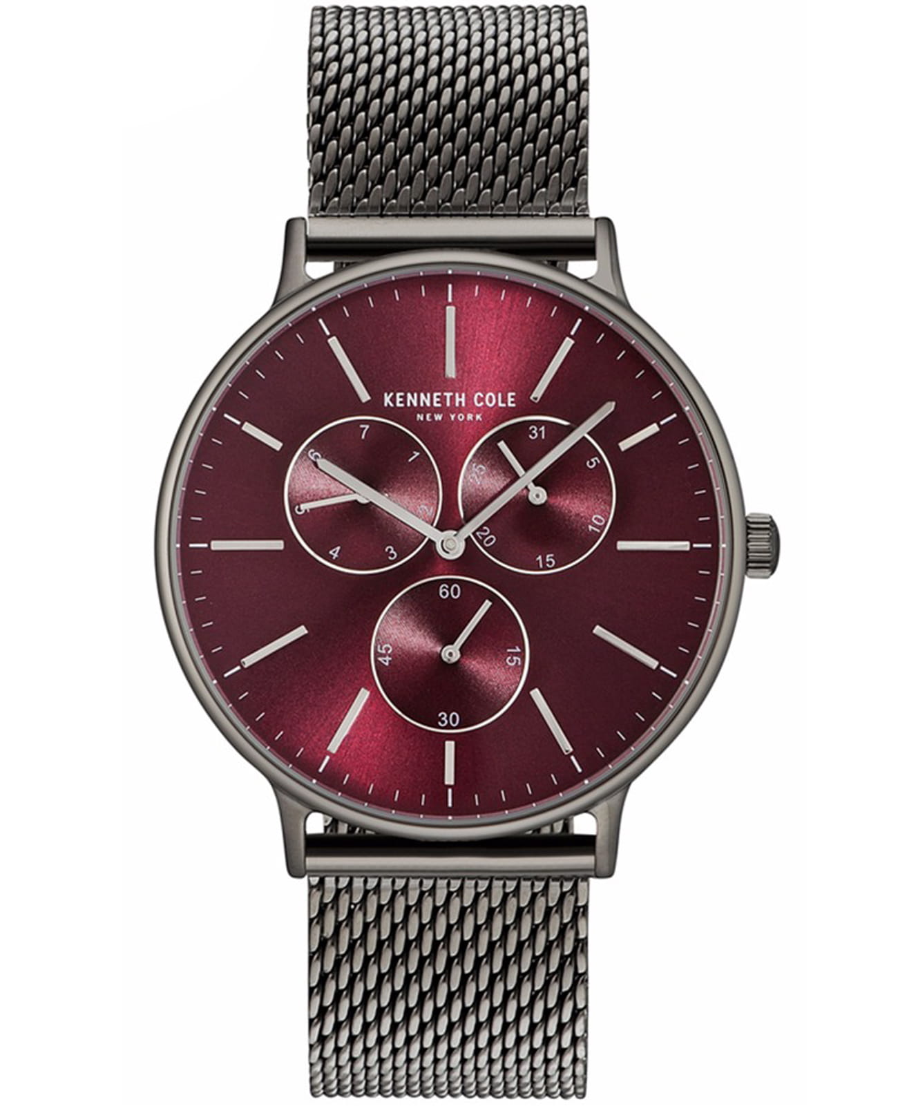 Kenneth Cole Kenneth Cole KC14946012  KC14946012 кварцевые мужские часы красный циферблат, браслет нержавеющая сталь — вид спереди